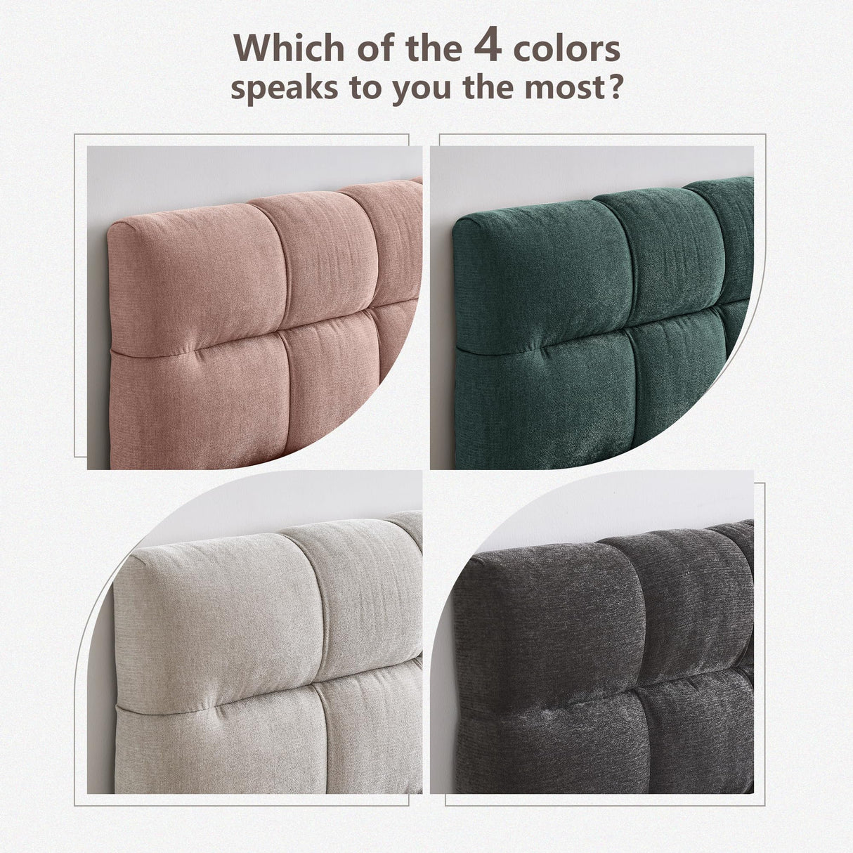 Olodumare King Grounded Bed Frame with Headboard, Cute Puff Grid Pattern Chenille Upholstered Platform Floor Bed with Sturdy Slats, No Box Spring Needed, Easy Assembly, Charcoal Grey Olodumare