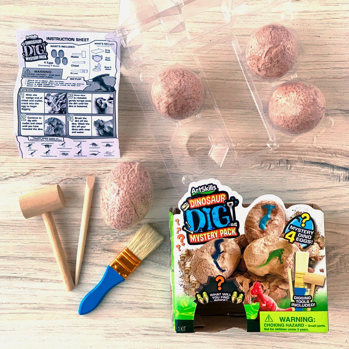 ArtSkills Dinosaur Eggs Excavation Dig Kit, Mystery Box of 4 Dino Eggs - Collect All 12 Toy Dinosaurs ArtSkills