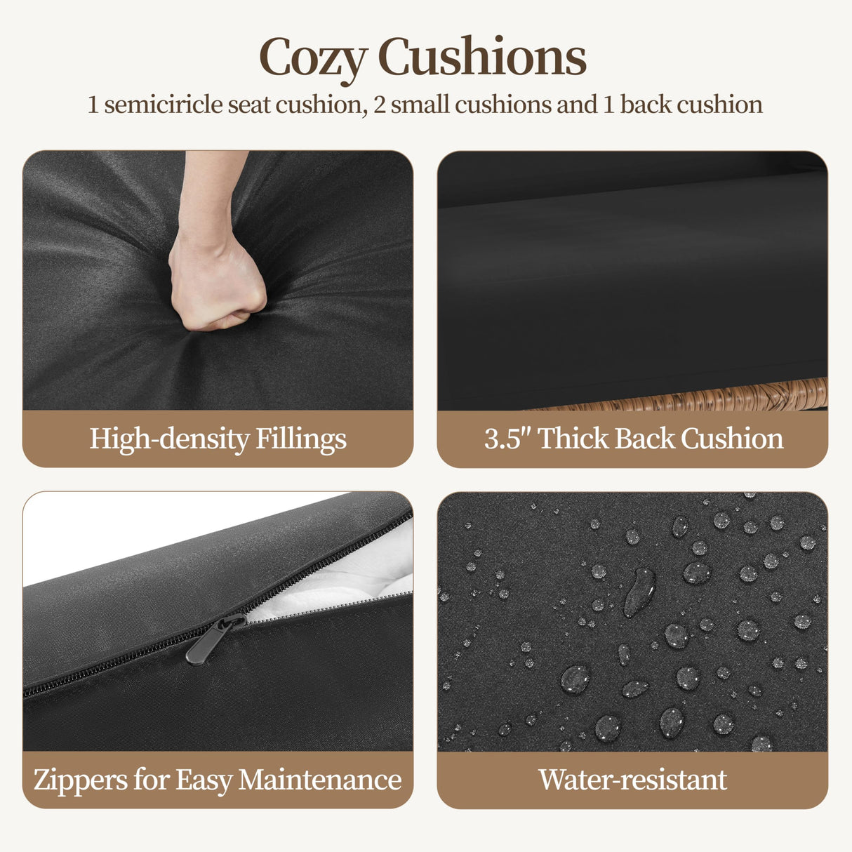 Yaheetech Egg Rattan Chair, Indoor/Outdoor PE Rattan Egg Basket Lounge Chair w/ 4 Cushions, Oversized Egg-Shaped Chair w/Metal Frame Stand for Patio, Backyard, Living Room - Light Brown/Black Yaheetech