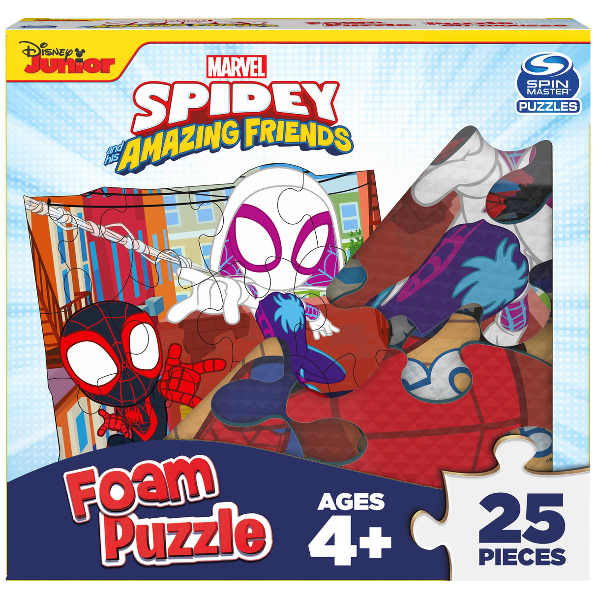 Marvel, 25-Piece Jigsaw Foam Squishy Puzzle Go Spidey! Disney Junior Spidey and his Amazing Friends Show, for Kids Ages 4 and up Spin Master Games