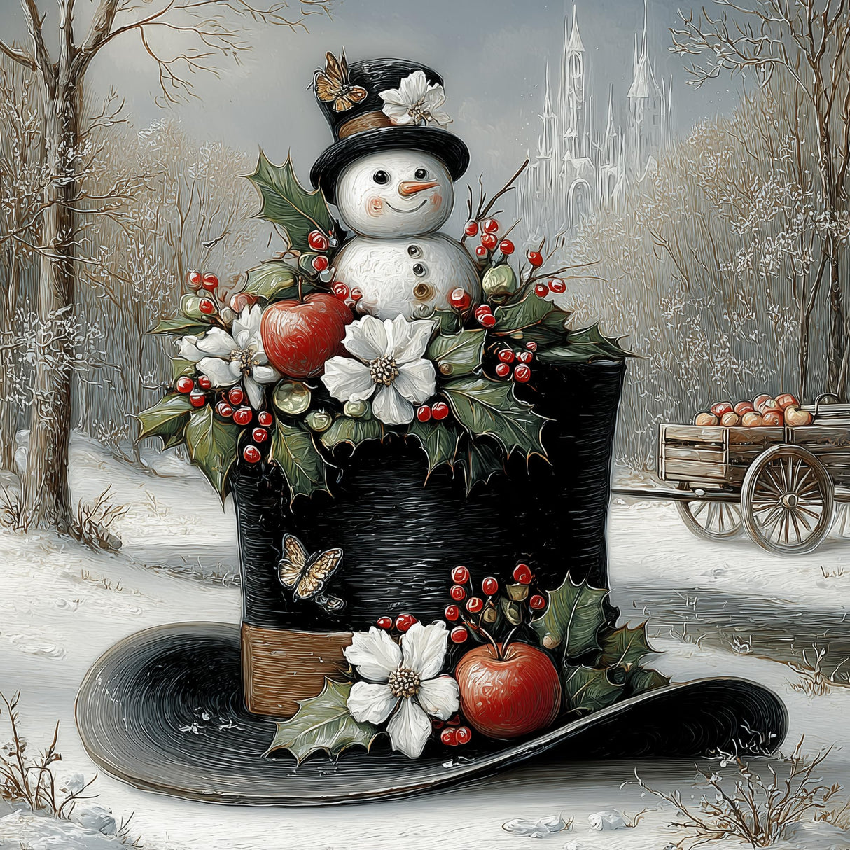 Christmas Diamond Art Kits for Adults,Snowman Diamond Painting Kits for Adult - 5D DIY Full Drill Diamonds Craft Kits for Home Wall Decor 14x 14inch WoodArtSupply