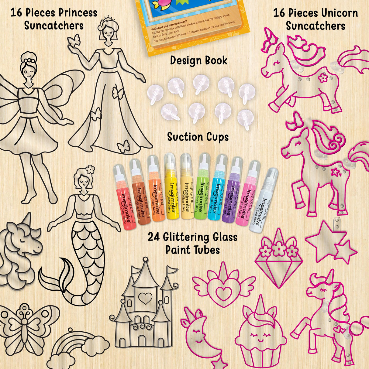 Imagimake Window Art Princess & Unicorn | Suncatcher Kit | Unicorn Toys for Girls Age 5-8 | Craft Kits for Ages 8-12 | Gifts for 5 Year Old Girls | Princess Toys Imagimake
