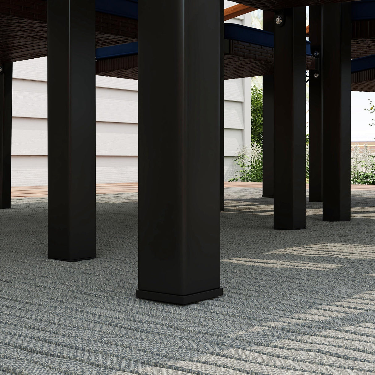 Outsunny 7 Pieces Patio Dining Set with Space-Saving Design, Wicker Patio Furniture Set Outdoor Dining Set with Acacia Wood Table Top, Cushions, for Backyard, Balcony, Garden, Deck, Black Outsunny