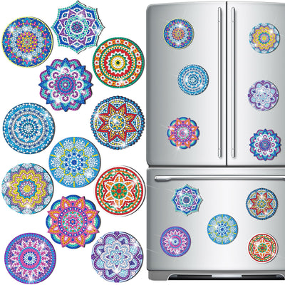 Zonon 12 Pcs Refrigerator Diamond Painting Magnets Easy Diamond Art Painting Magnetic Stickers Kits Fridge Magnets for Adults DIY Home Decors(Classic Mandala)