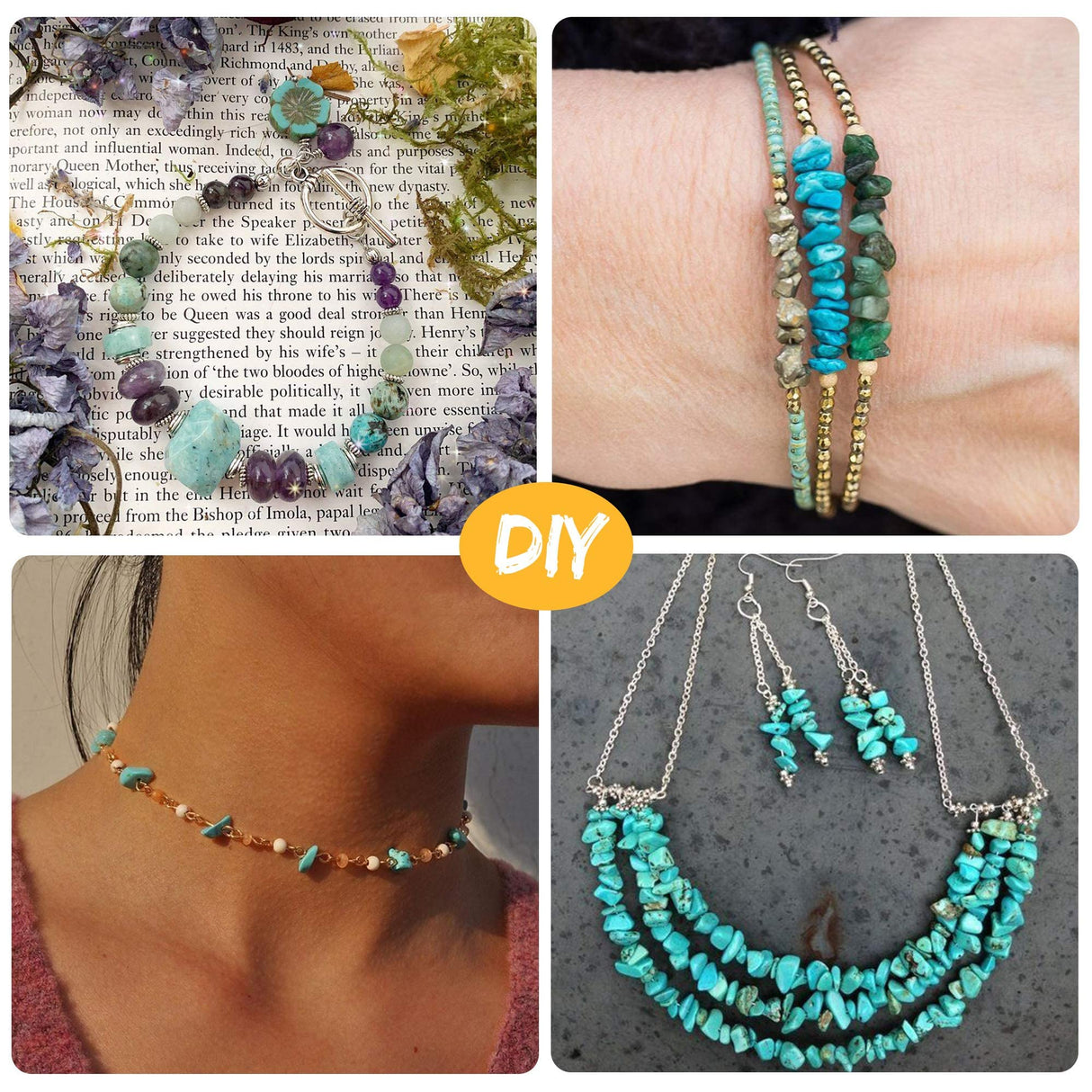 Efivs Arts 1500PCS Stone Beads Kit - 24 Styles Crystal & Gemstone Beads for DIY Crafts, Tree of Life, Holiday Gifts efivs arts