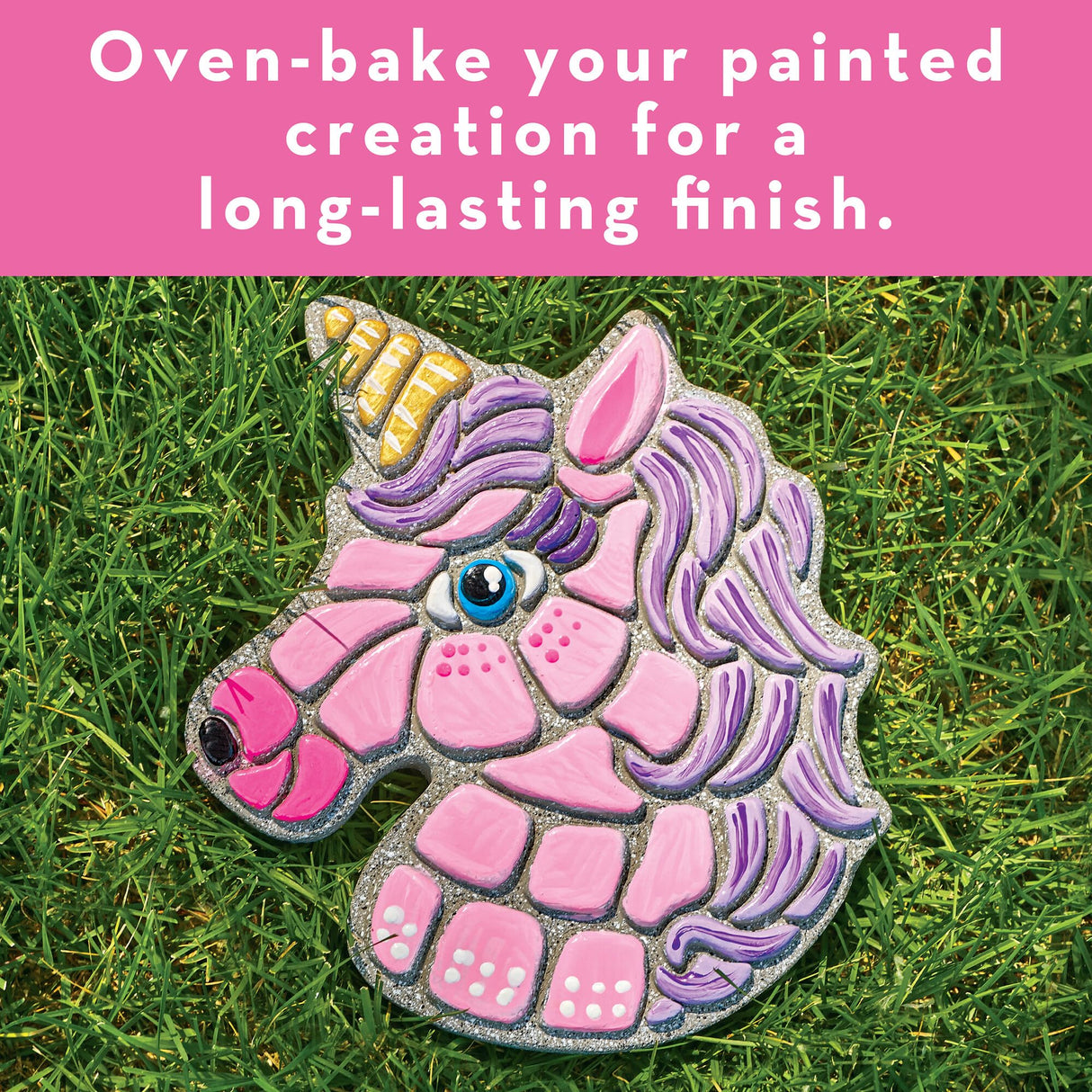 MindWare Paint Your Own Stepping Stone Unicorn - Kit Includes Weather Proof Stone, Paint and Brushes MindWare