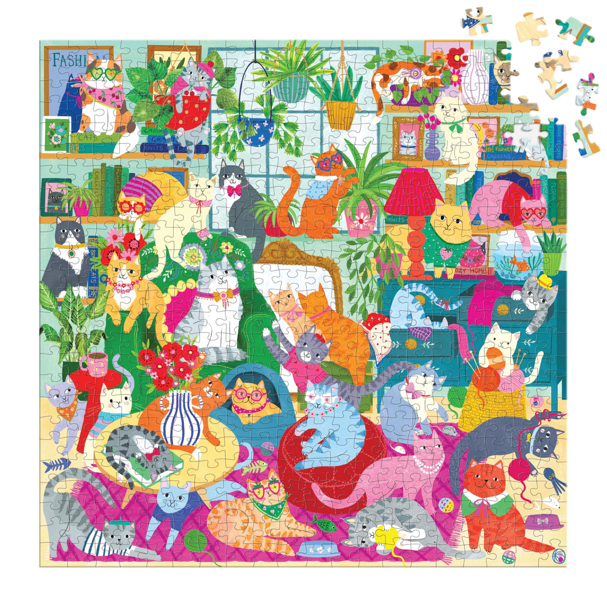 Mudpuppy Caturday Afternoon โ 500 Piece Family Puzzle with Colorful and Fun Illustrations of Cozy Cats for Children Ages 8 and Up Mudpuppy