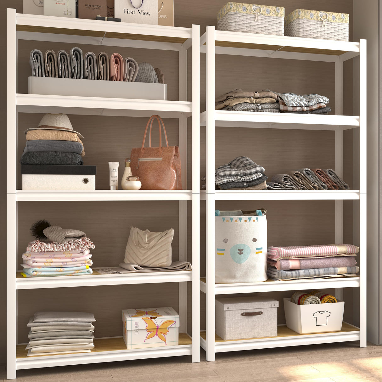 PrimeZone 5-Tier Heavy Duty Metal Storage Shelves - 36" W x 16" D x 72" H, Adjustable Utility Rack in White for Home & Garage Organization PrimeZone