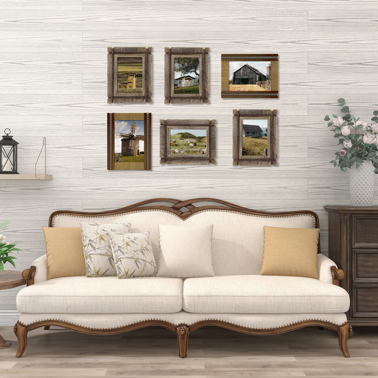 takfot Rustic Picture Frames 5x7 Wooden Picture Frame Set of 2, Distressed Western Photo Frame with Real Glass Wall and Tabletop Display Gift for Mom Dad Family Friends takfot