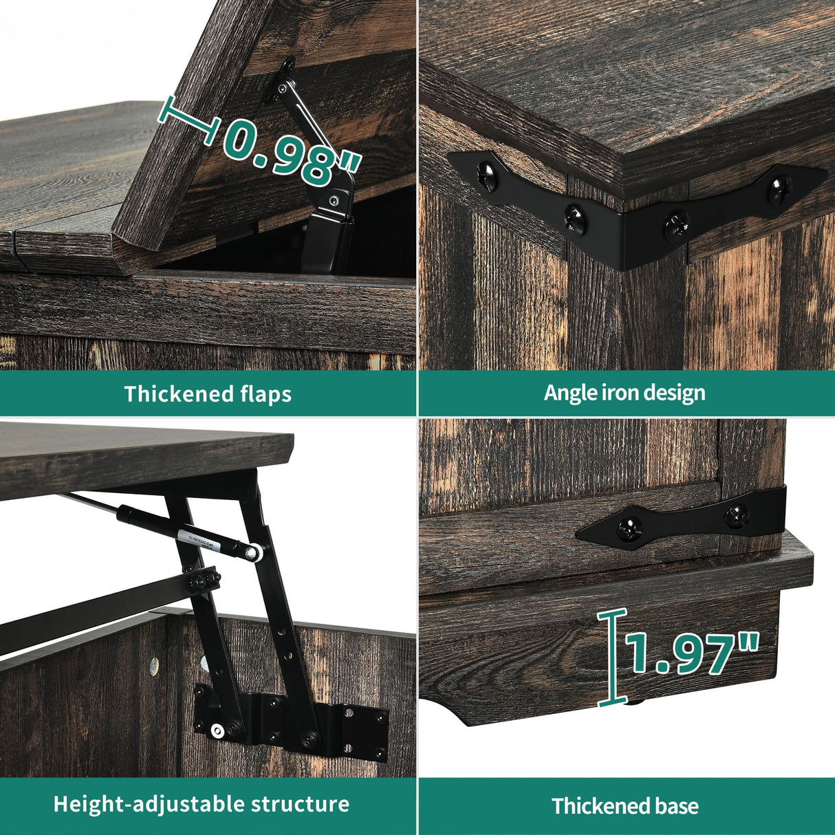 YITAHOME Farmhouse Lift Top Coffee Table, Square Wood Center Table with Large Hidden Storage Compartment for Living Room, Rustic Cocktail Table with Lift Top for Home Office,Dark Rustic Oak YITAHOME