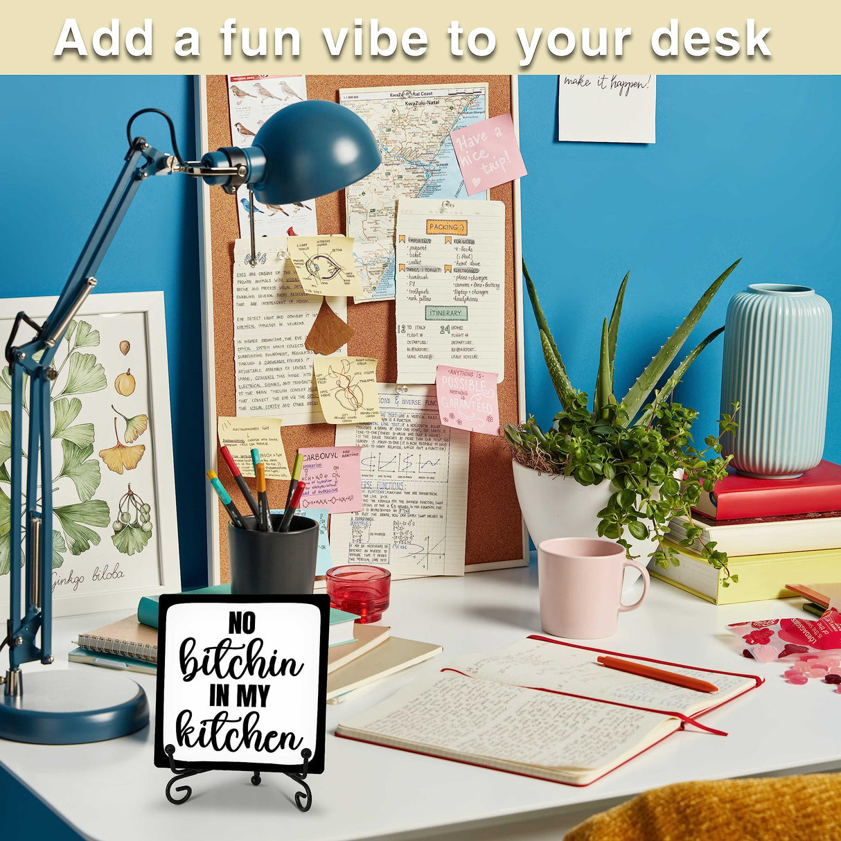 No Bitchin' in My Kitchen Rustic Farmhouse Decor Sign Black and White Kitchen Decor Decorative Wood Sign Home Kitchen Tabletop Decor - A26 ZIIUFRN