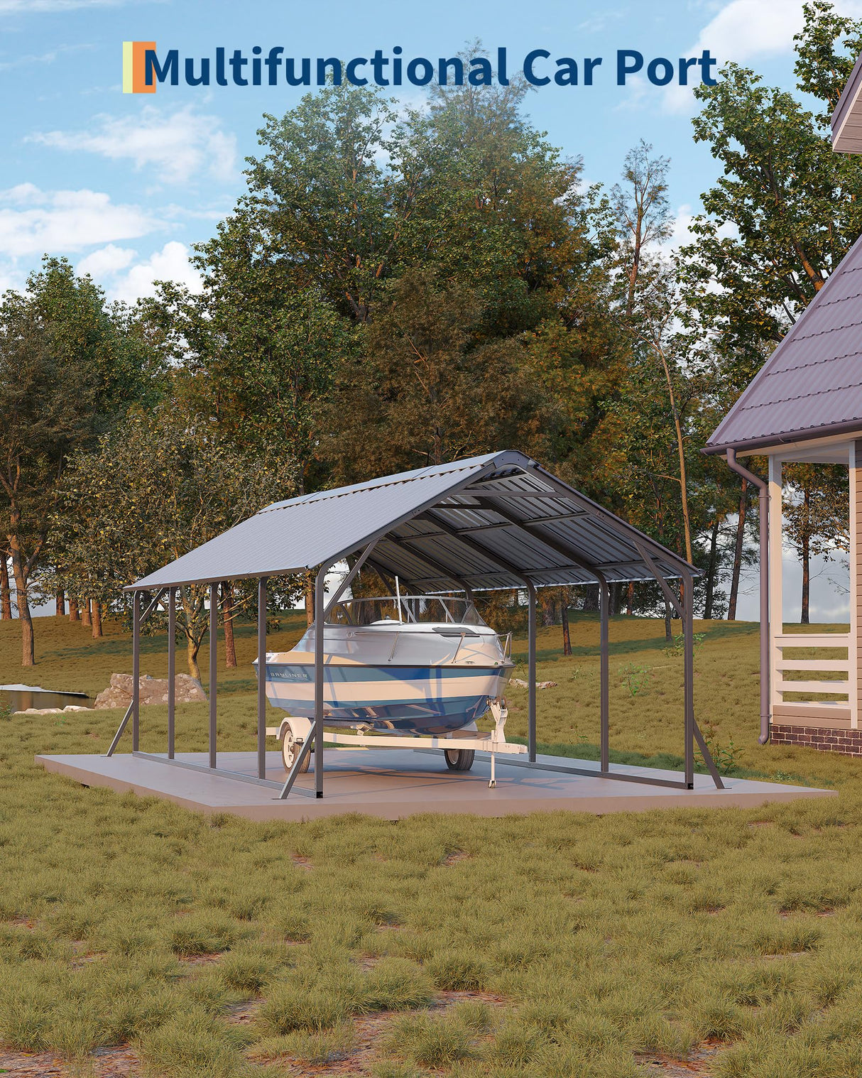 Garveelife 11'x20'x9' Vertical Roof Metal Carport, Heavy Duty Steel Car Ports for All-Weather, for Full-Size Pickup Trucks, Boats, and Tractors GarveeLife
