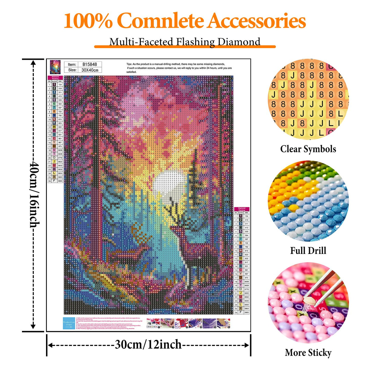 Offito Rainbow Sunset Diamond Art Kits for Adults, Forest Deer Diamond Painting Kits for Beginners, Fantasy Landscape DIY Full Drill Dots Gem Art Paint for Home Wall Decor 12 x 16 Inch Offito