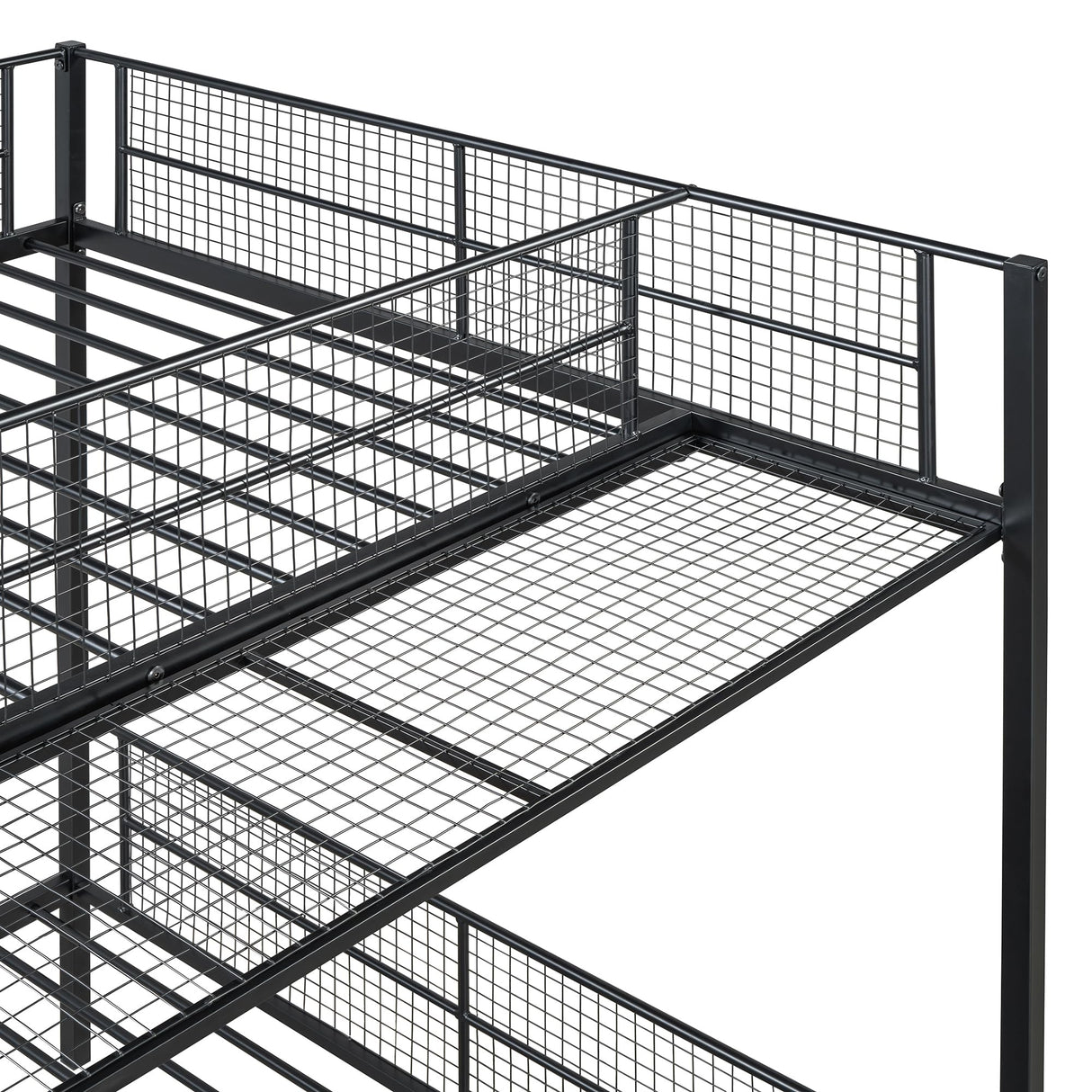 RuiSiSi Twin Over Full Metal Bunk Bed with Storage, Heavy-Duty Metal Bunk Bed with Storage Shelves Headboards for Kids Teens Adults, Safety Guard & Ladder, No Box Spring Needed, Black RuiSiSi