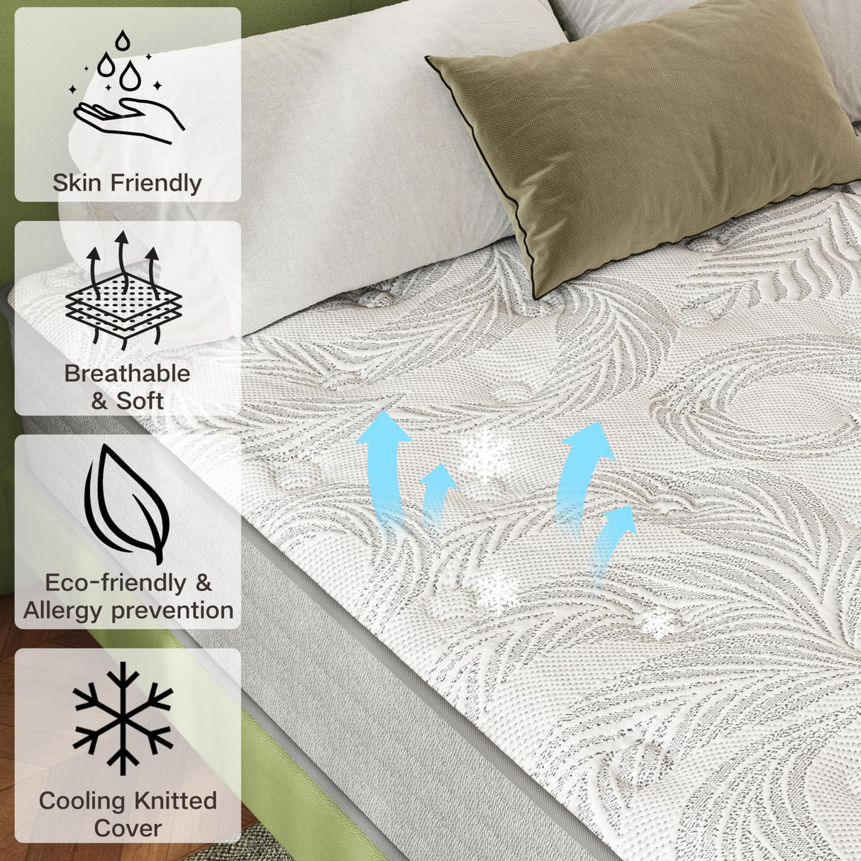 Twin XL Mattress 12 Inches Memory Foam Mattress,Twin Hybrid Mattress in a Box Individually Pocket Springs,Twin XL Size Mattress Medium Firm for Good Night Sleep,Pressure Relief,CertiPUR-US Certified ZFHCBJ