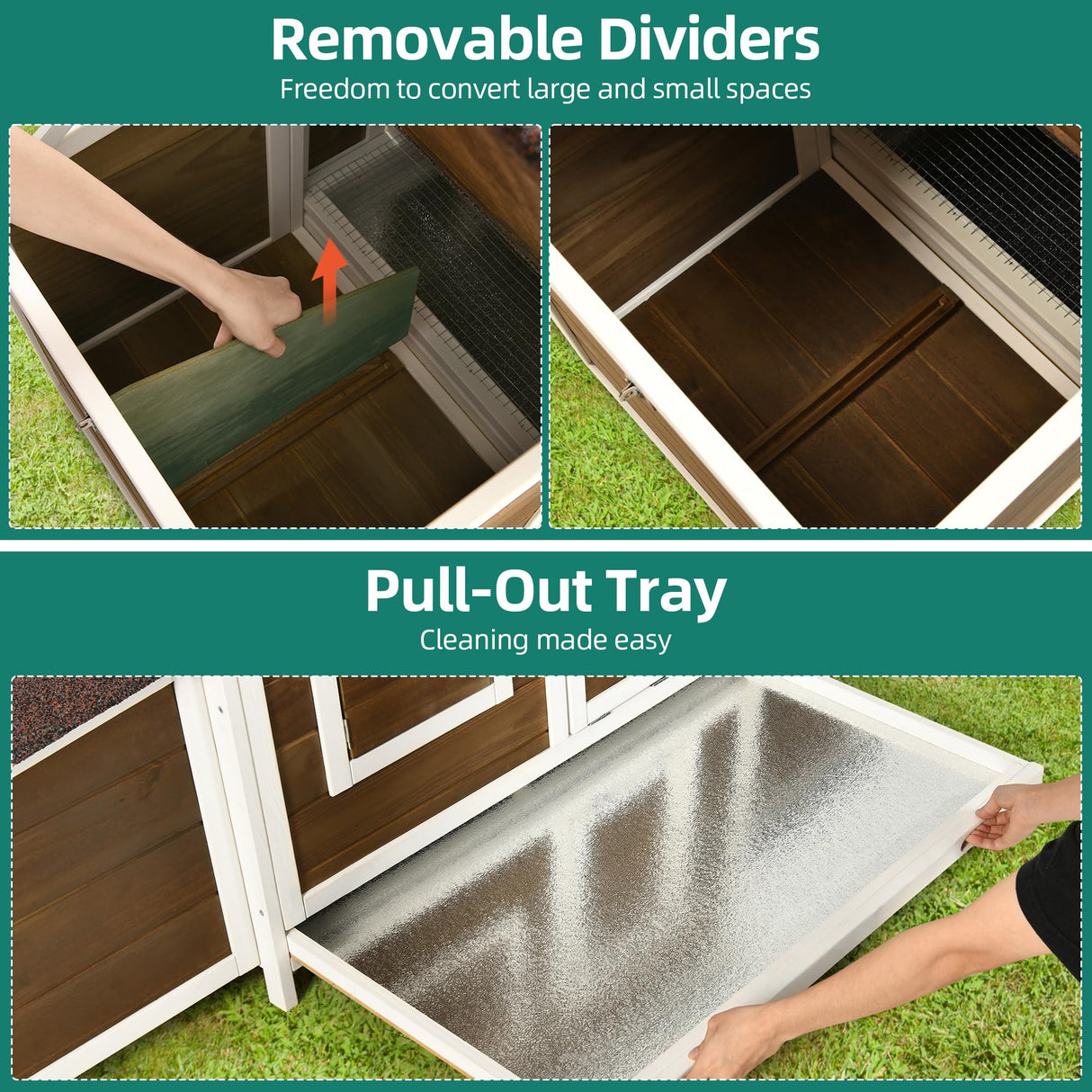 YITAHOME Chicken Coop Large Wooden Chicken House Chicken Pen Outdoor with 2 Nesting Boxes Poultry Cage Rabbit Hutch Duck Cage with Weatherproof Roof (Brown) YITAHOME