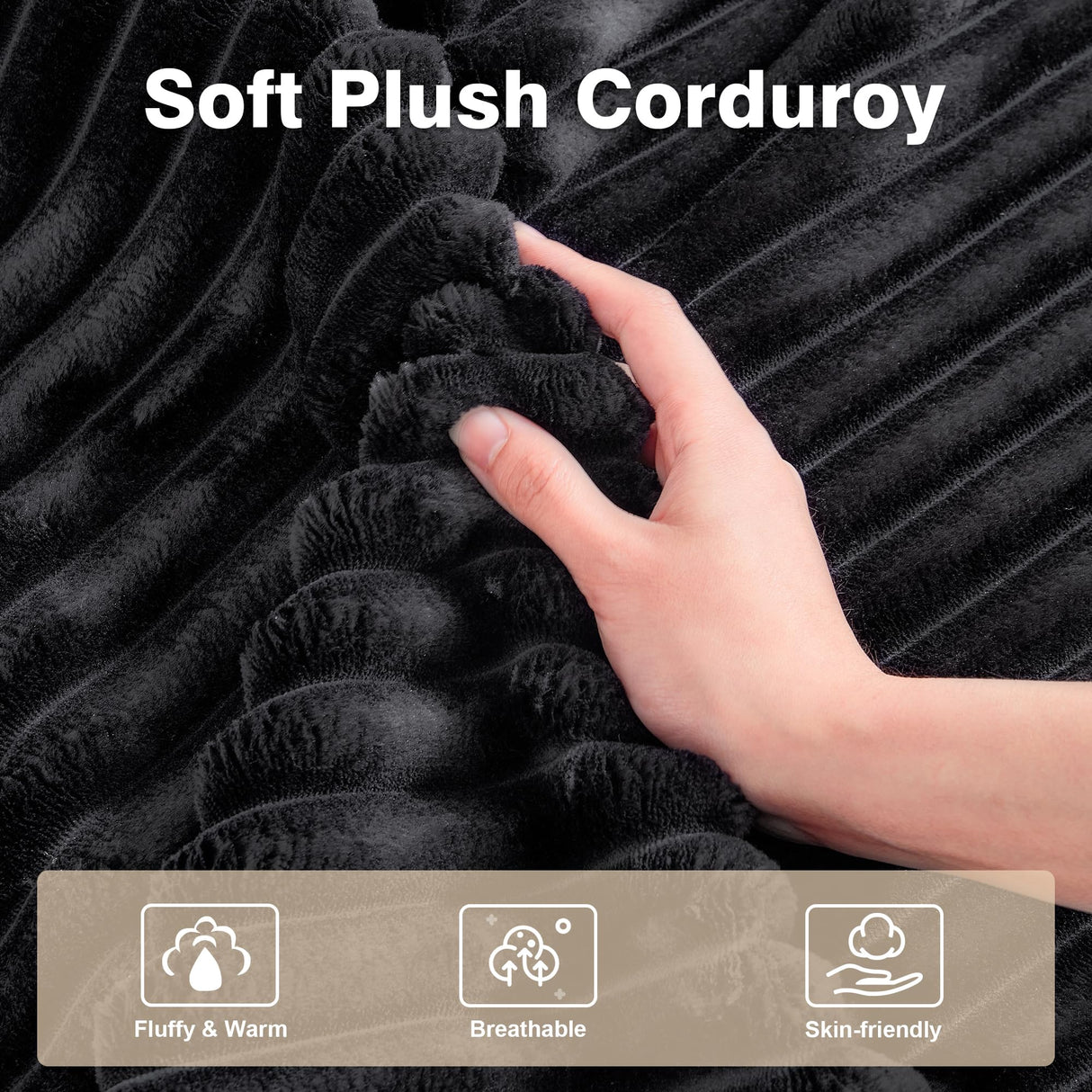 ovios Rocking Chair with Ottoman, Glider Recliner with Footrest, Lazy Accent Armchair with Comfy Cushion for Living Room Bedroom Office, Cloud Plush Corduroy, Black ovios