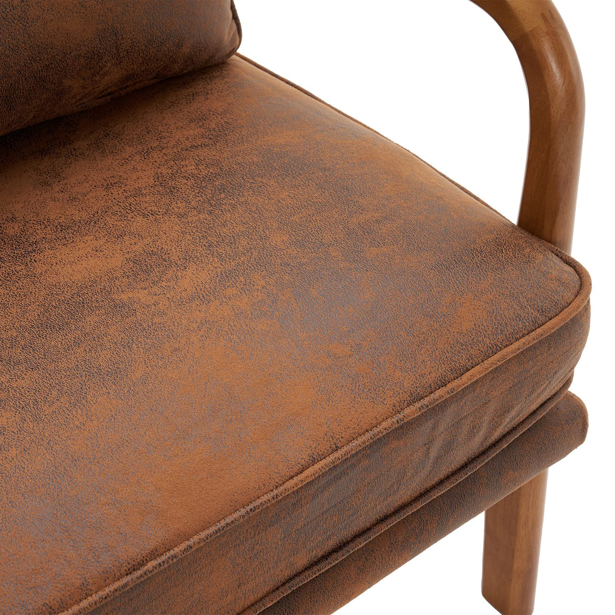 Bonnlo Microfiber Rustic Accent Chairs Set of 2, Upholstered Mid Century Modern Lounge Chairs Reading Chairs Side Sitting Chair Solid Wood Farmhouse Armchairs for Living Room, Bedroom, Guest Room Bonnlo