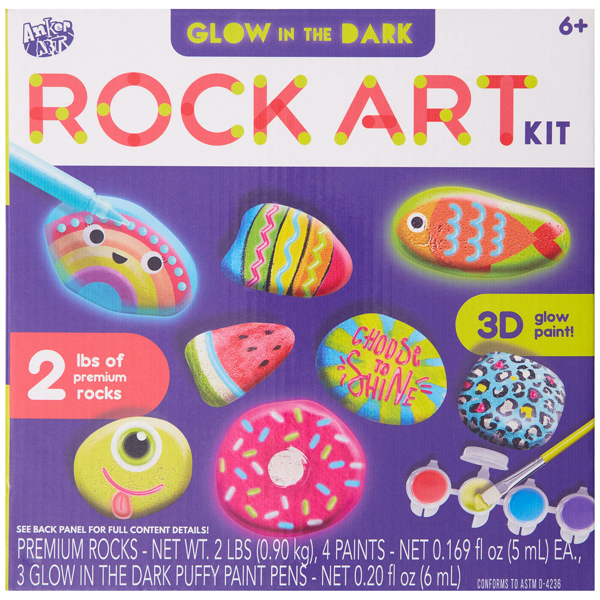 Anker Play Products 450291/DOM Glow in The Dark Rock Art Kit, Standard, Multiple Anker Play Products