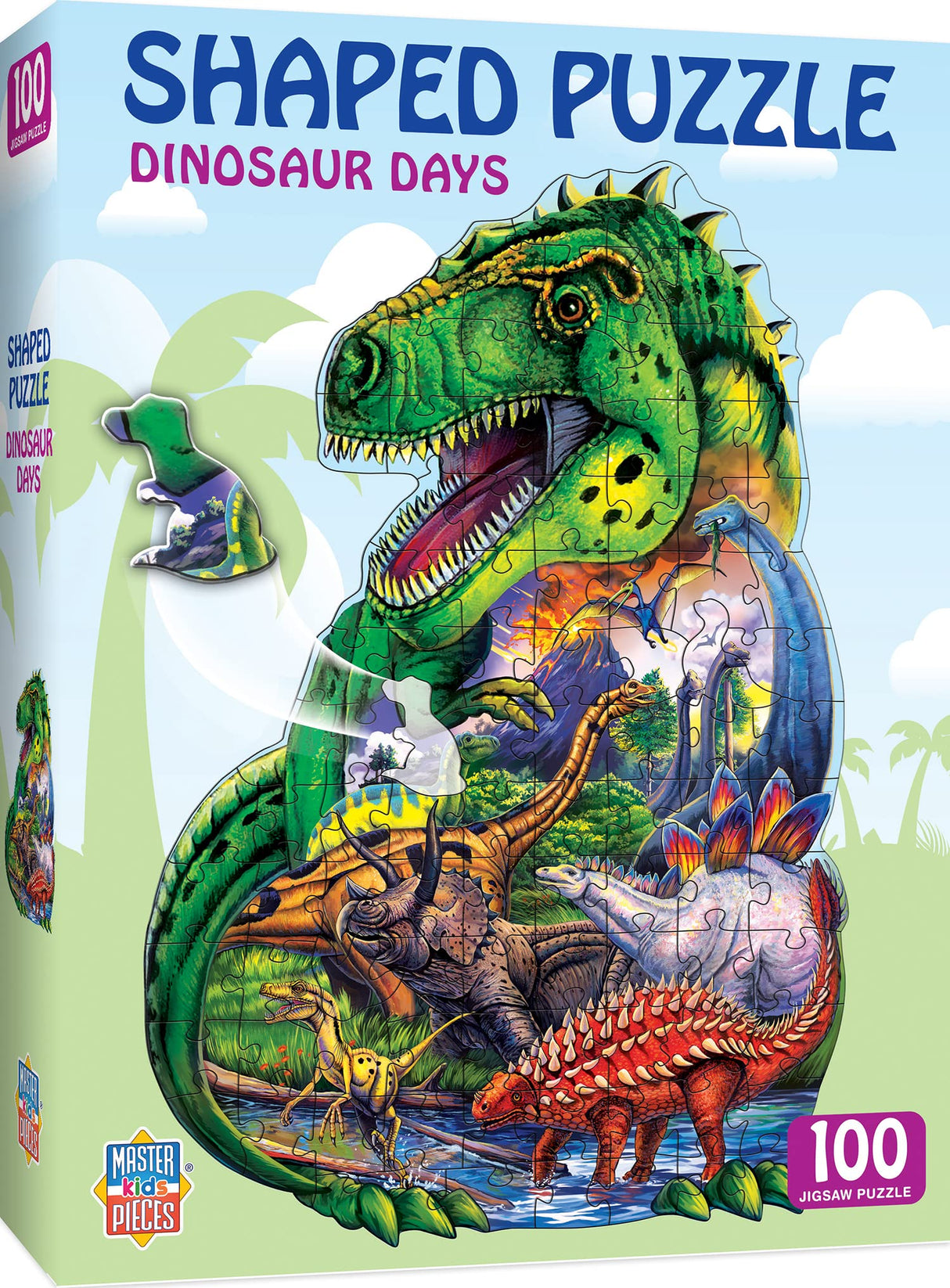 MasterPieces 100 Piece Shaped Jigsaw Puzzle for Kids - Dinosaur Days - 14"x19" Masterpieces