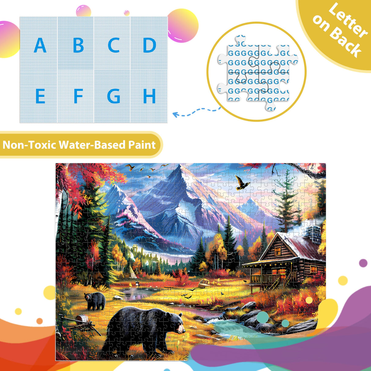 500 Pieces Jigsaw Puzzles for Adults Puzzle Bear Mountain Nature Puzzle for Children Elderly, Recycled Paper Puzzle 500 Pieces, Challenging Puzzle Family Game Great Gift for Friends, 20.5 x 15 Inch Jeacirio