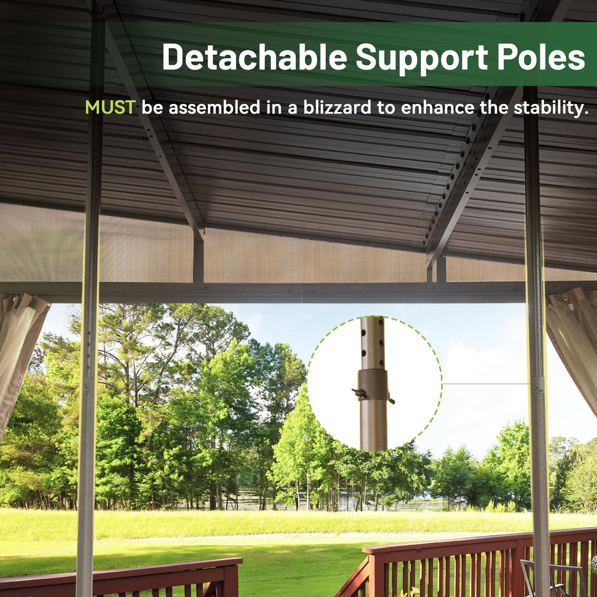 SHPAI 12’ x 20’ Lean to Gazebo, Outdoor Wall Mounted Gazebo Aluminum Frame, Hardtop Pergola with Galvanized Steel Sloping Roof for Patio Deck Garden Backyard, Curtain and Netting Included SHPAI