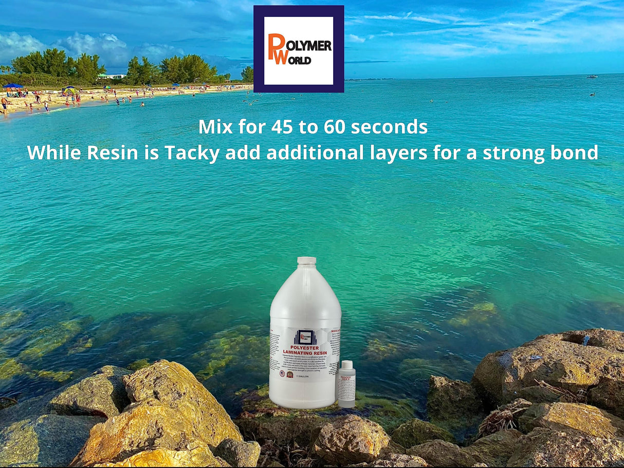 Polymer World- Polyester Resin 1 Gallon Kit with MEKP for Boats, Cars, Surfboard, RV, Pools,Canoes, Jetskis, Watercrafts (PR1G, 1) Polymer World