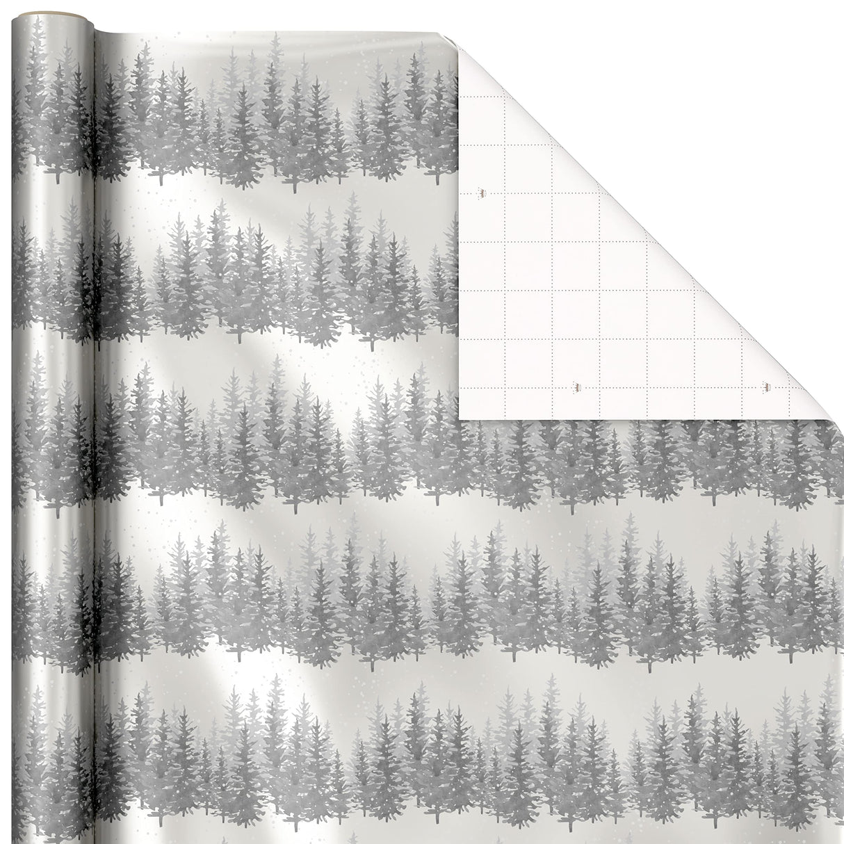 Hallmark Foil Wrapping Paper with Cut Lines on Reverse (3 Rolls: 60 Sq. Ft. Ttl) Rose Gold, Silver Trees, Gold Snowflakes for Winter Weddings, Graduations, Valentine's Day Hallmark