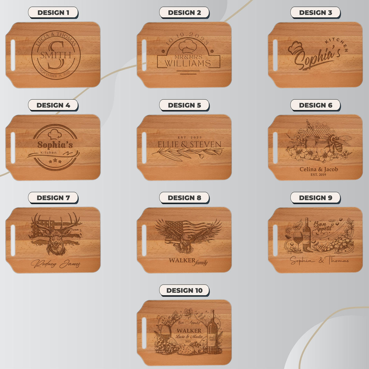 TRENDSHOPIC Personalized Cutting Board For Any Occasion, Bamboo and Mapple Wood Cutting Board for Kitchen, New Home Gift Ideas - Unique House Warming Presents, Perfect Anniversary Gifts for Women TRENDSHOPIC