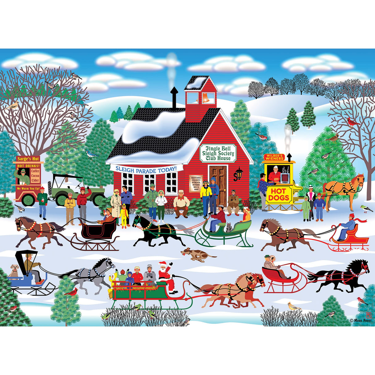 RoseArt - Home Country - Jingle Bell Sleigh Society - 1000 Piece Jigsaw Puzzle for Adults RoseArt