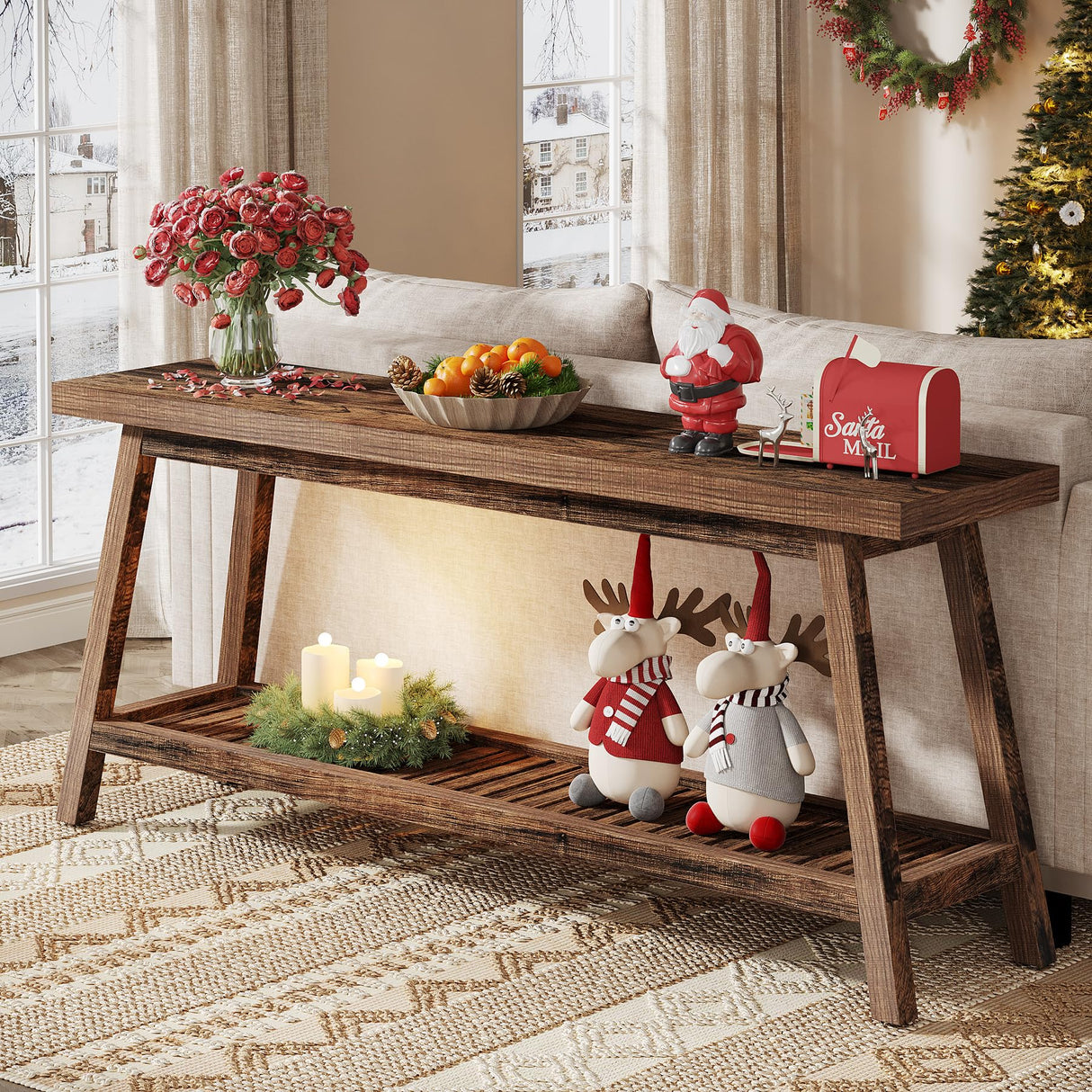 Tribesigns 70.86-Inch Console Table for Entyrway, Farmhouse 2-Tier Entry Entrance Table, Narrow Long Sofa Table Behind Couch, Rustic Brown Tribesigns