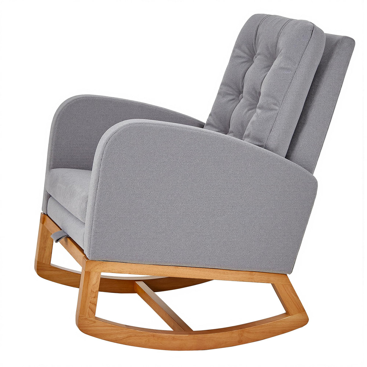 VECELO Rocking Chair Nursery, Modern Sherpa Glider Rocker Accent Arm Chair with High Back and Side Pocket, Cozy Rocking Armchair for LivingRoom, Bedroom, Gray VECELO