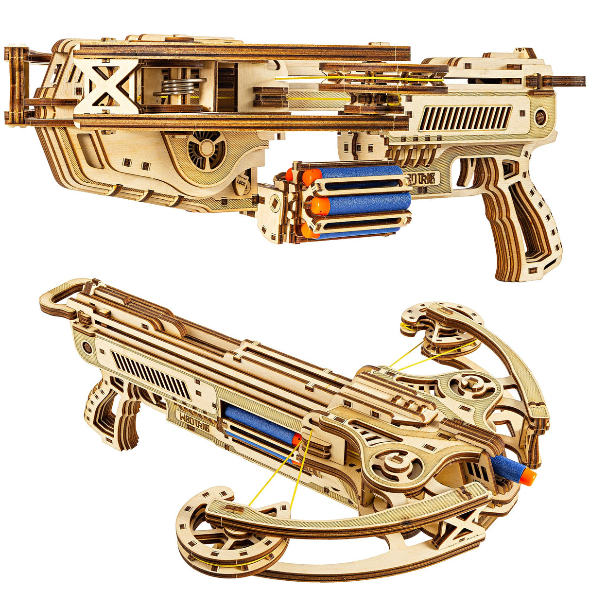 Wood Trick Bullet Boltcaster Crossbow 3D Wooden Puzzles for Adults and Kids to Build - Shoots up to 32 ft - Wooden Models Engineering DIY Project Mechanical 3D Puzzles Model Kits for Adults Wood Trick