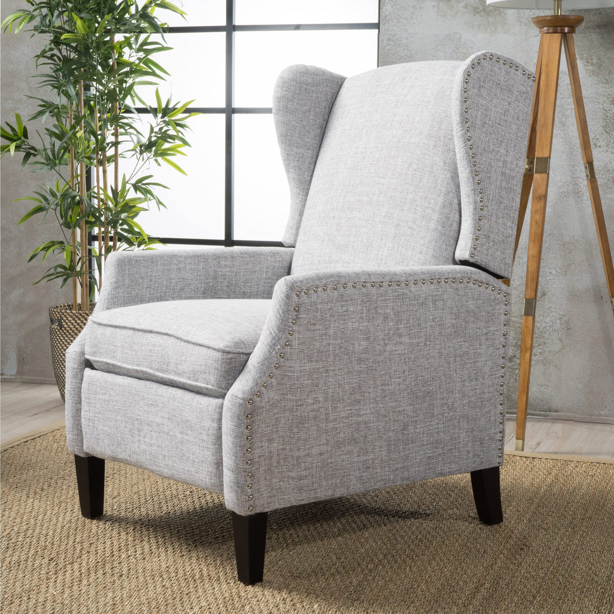 GDFStudio Christopher Knight Home Wescott Traditional Fabric Recliner, Light Grey Tweed GDFStudio