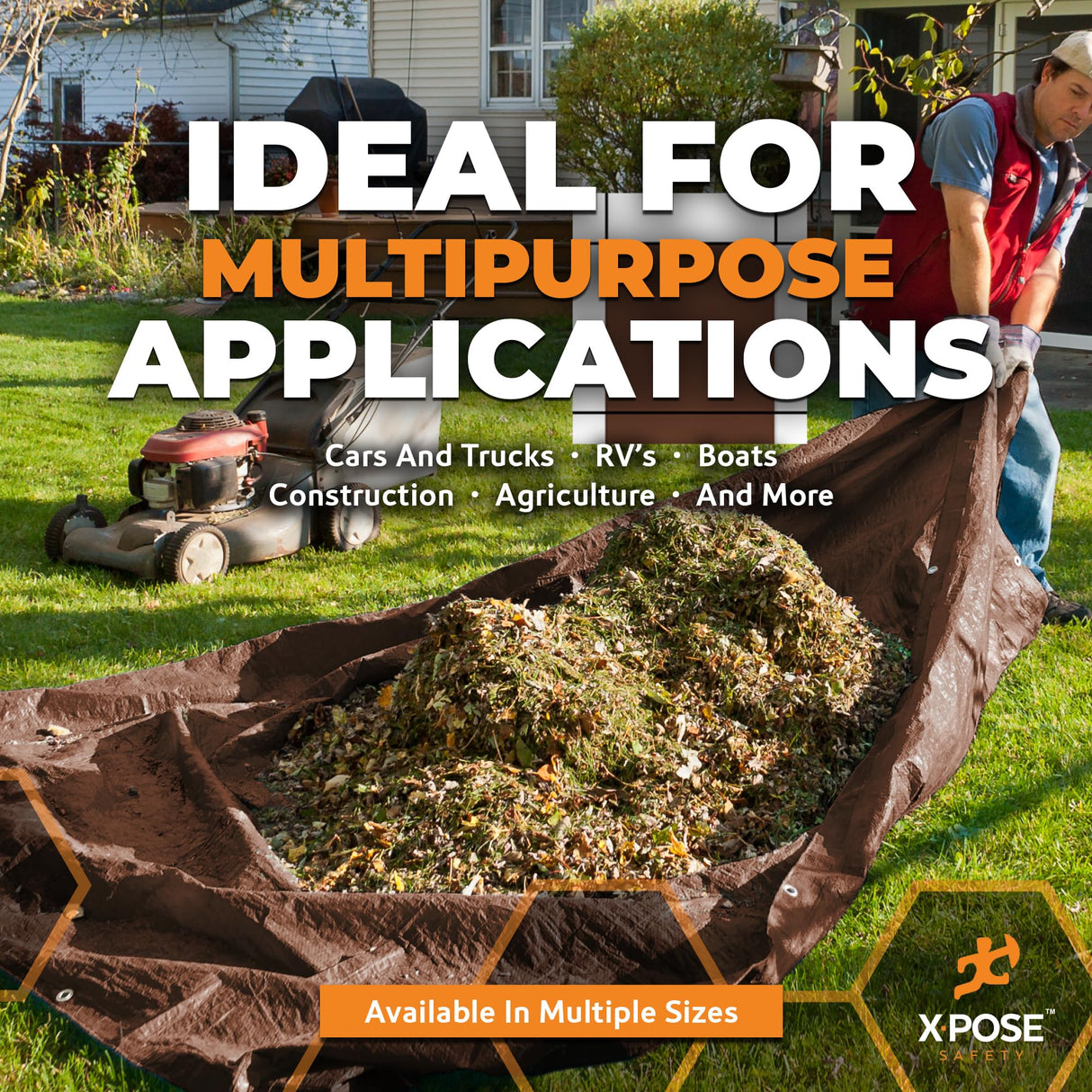 20' x 40' Super Heavy Duty 16 Mil Brown Poly Tarp Cover - Thick Waterproof, UV Resistant, Rip and Tear Proof Tarpaulin with Grommets and Reinforced Edges - by Xpose Safety Xpose Safety