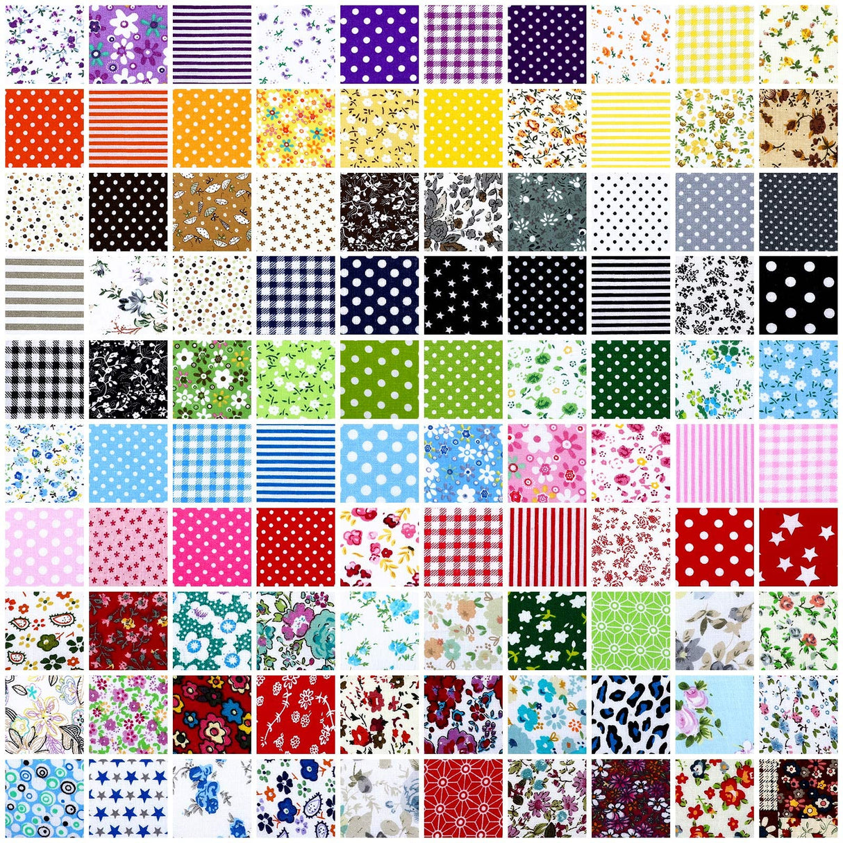 Tudomro 100 Pieces 10 x 10 Inches Cotton Fabric Squares No Repeat Patchwork Quilting Fabric Bundles Layer Precut Quilt Material for DIY Craft Sewing Cloths Handmade Accessories(Floral) Tudomro