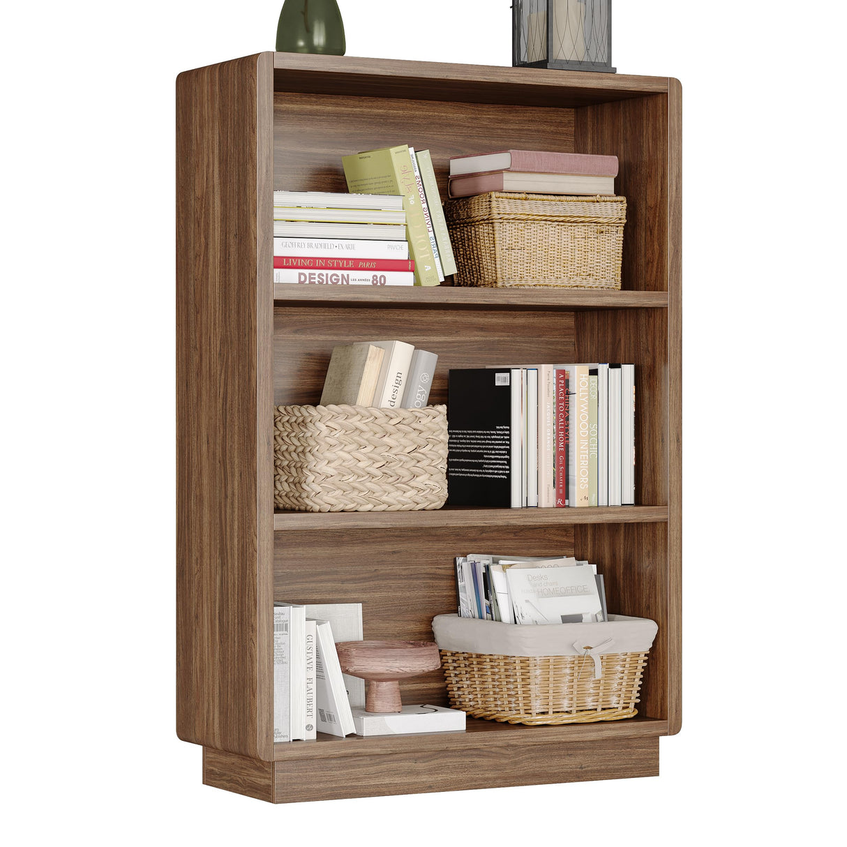 ChooChoo 3-Tier Bookcase, Wooden Bookshelf, Farmhouse Bookshelf with Open Storage, Tall Bookcase for Bedroom and Home Office, Brown Walnut ChooChoo