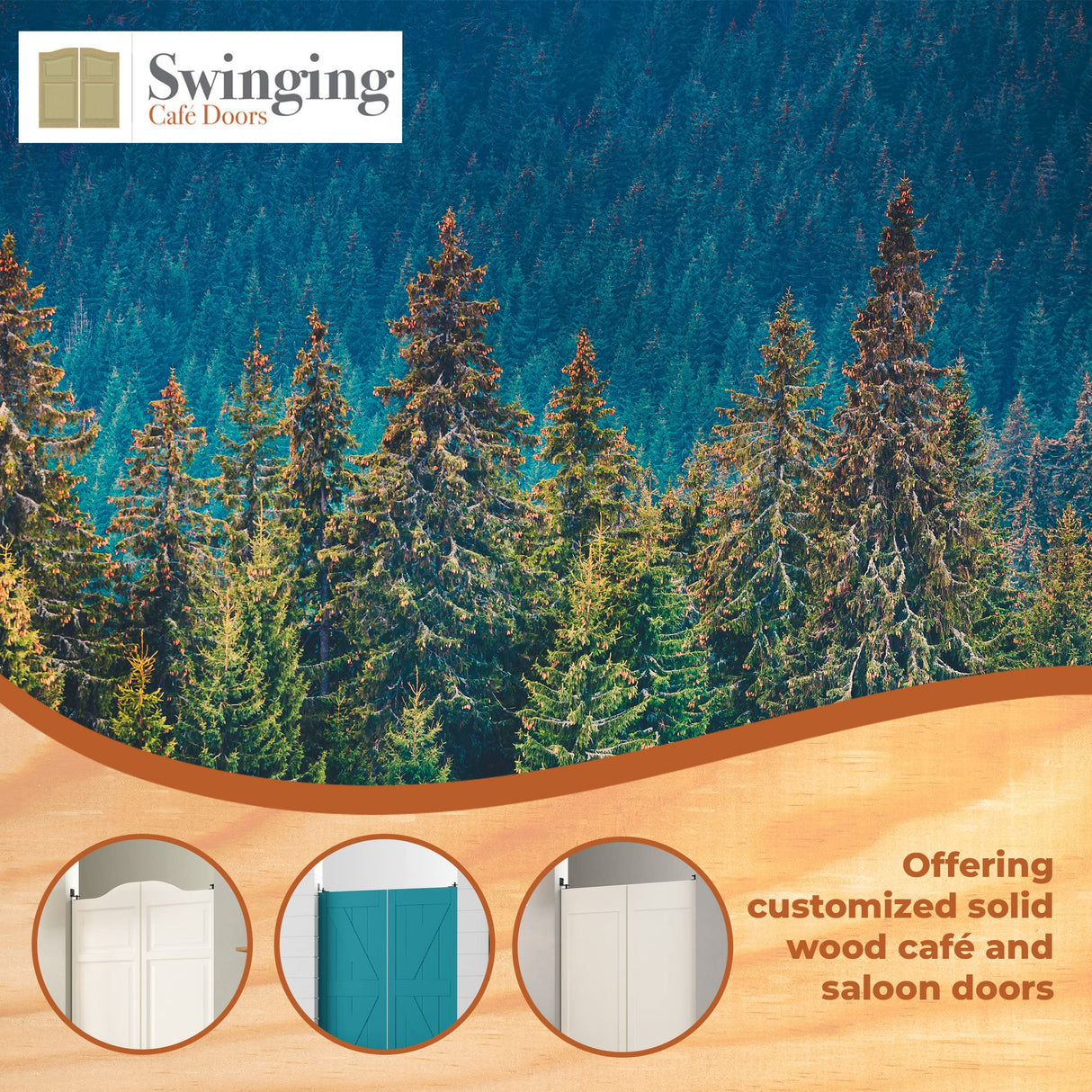 Swinging Cafe Doors Louvered Door Swing - Premade Interior Door with 1-1/8" Thick Solid Pine Wood, Pre-Sanded Wooden Saloon Doors, Stylish Western Swinging Doors, Brass Hardware (36" x 42") Swinging Cafe Doors