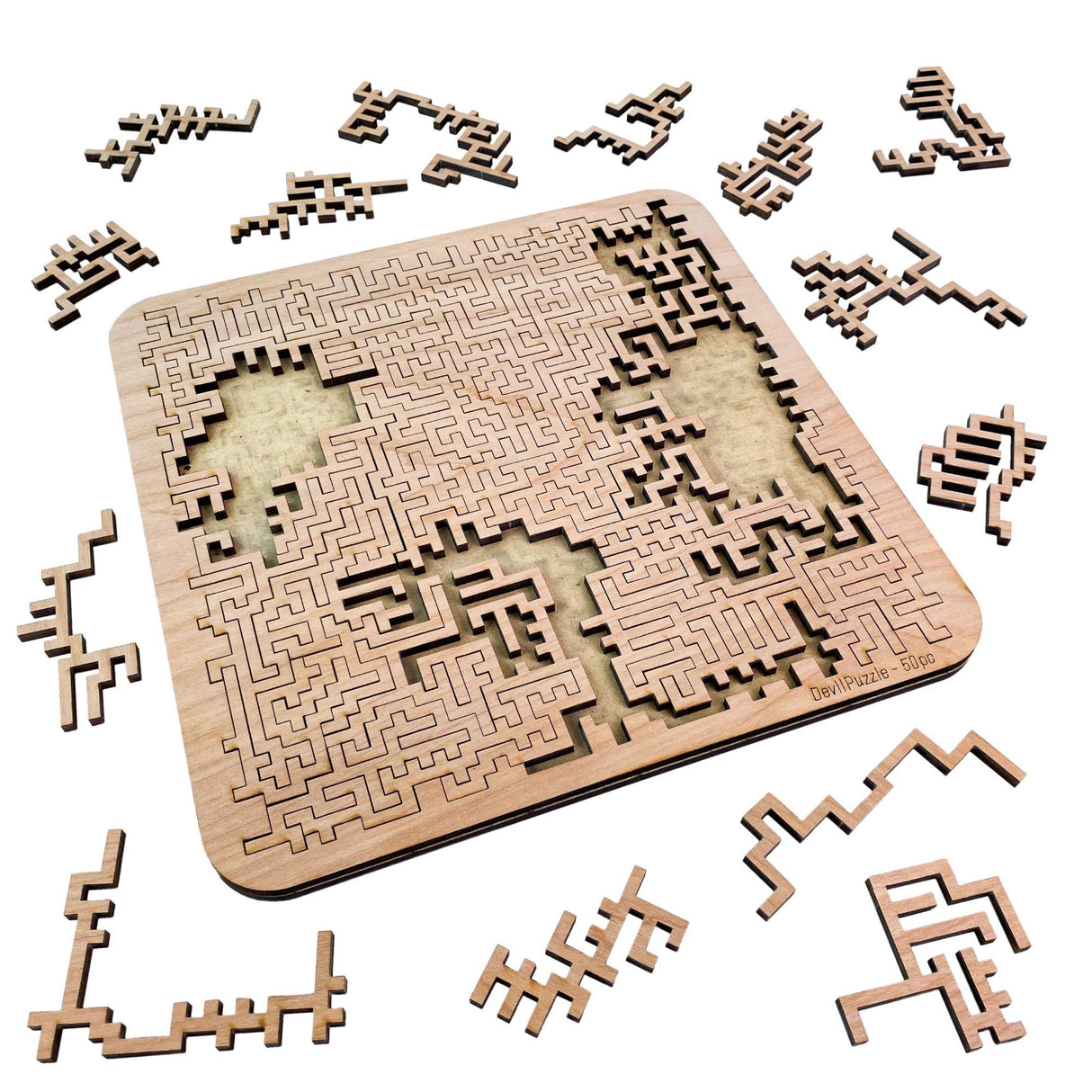 Mind Bending Wooden Jigsaw Puzzle | Aztec Labyrinth | Expert Level Difficult Puzzles for Adults | 100 Pieces | 11.3" x 11.3” Torched