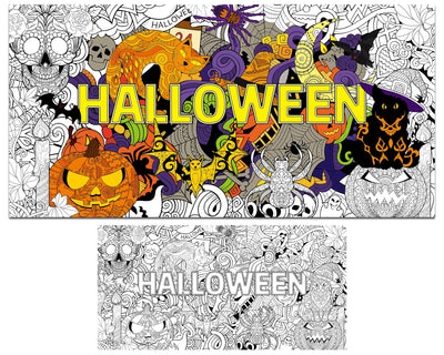 ZOIIWA Halloween Giant Mandala Coloring Posters for Kids Adult Halloween DIY Drawing Coloring Tablecloth Mandala Holiday Coloring Poster for Home School Wall Decor Drawing Games DIY Painting Crafts
