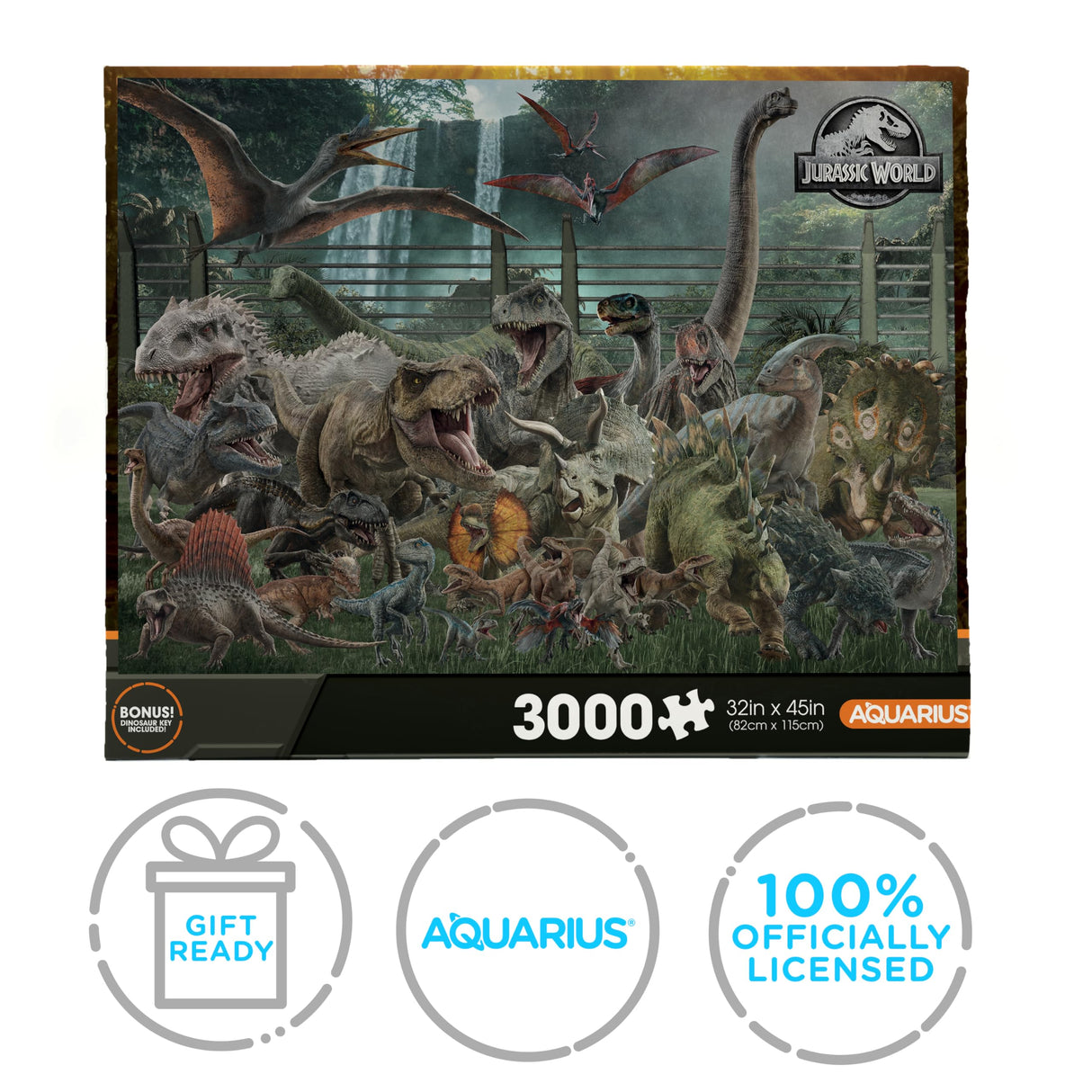 AQUARIUS Jurassic World Size Chart 3000pc Puzzle (3000 Piece Jigsaw Puzzle) - Glare Free - Precision Fit - Officially Licensed Jurassic World Merchandise & Collectibles - 42x35 Inches AQUARIUS