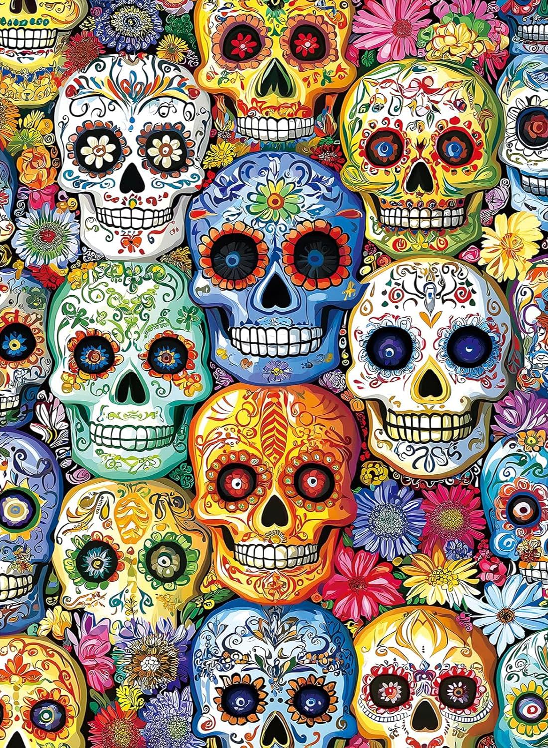 Diamond Art Kits for Adults Beginner- Skull DIY Modern Diamond Painting Kits 5D Diamond Dots Gem Art Crafts with Tools- Round Full Drill Funny Crafts for Home Wall Decor&Gift-12x16 inch Fairyland JinWenn