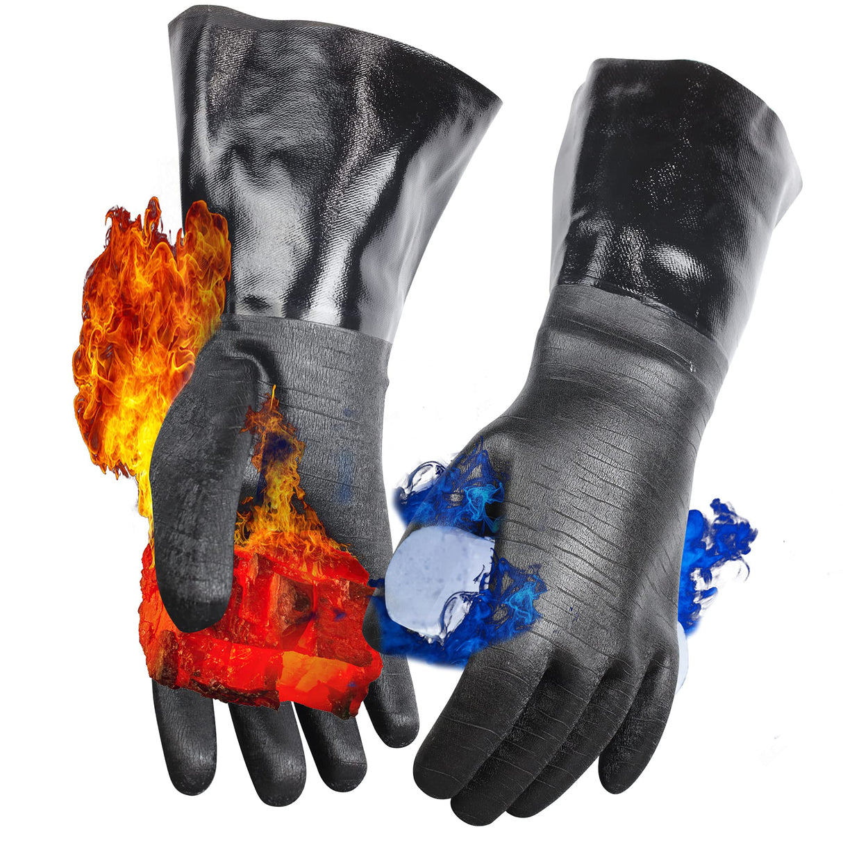 Artisan Griller BBQ, Smoker & Oven glove- Insulated Heat Resistant for Fryer & Kitchen. Great Barbecue Smoking Oyster Mitt–Turkey Fryer, Oil,Fire & Water resistant -(Size 10/XL – Black neoprene) ARTISAN GRILLER REDEFINING OUTDOOR COOKING