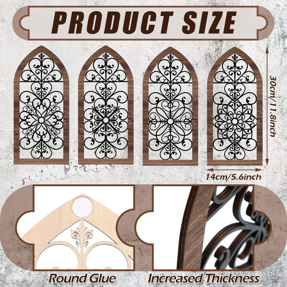 4 Pieces Thicken Rustic Wall Decor Modern Farmhouse Decor Wooden Hollow Carved Design Wall Art for Living Room Bedroom Hallway Decor Office Kitchen Wall Decoration (Elegant Style) Yulejo