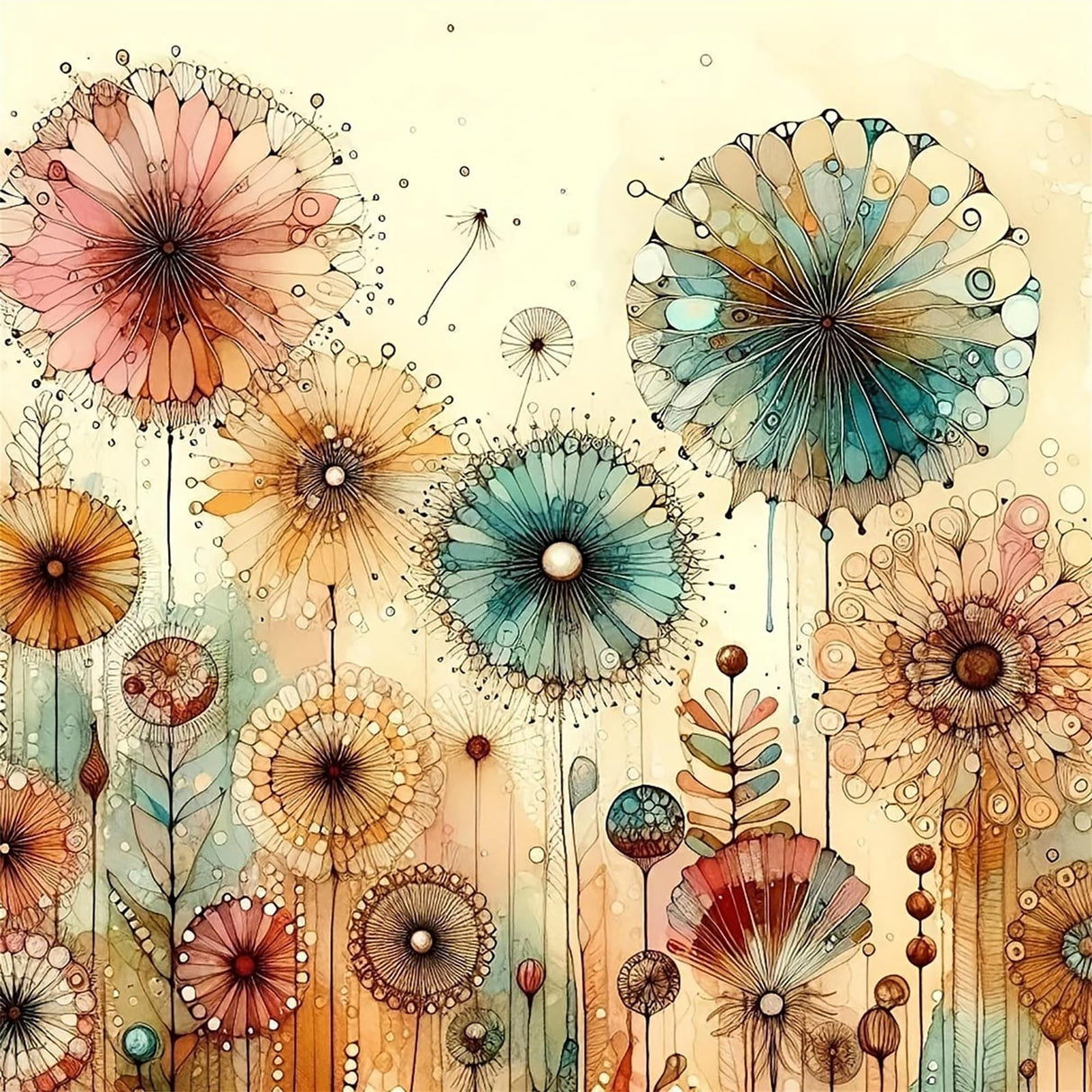 Hestarcul DIY Dandelion Diamond Art Kits for Adults,5D Diamond Painting Kit for Beginner,Full Round Gem Art Paint by Diamond for Home Wall Decor,Gift for Woman. (Dandelion) Hestarcul