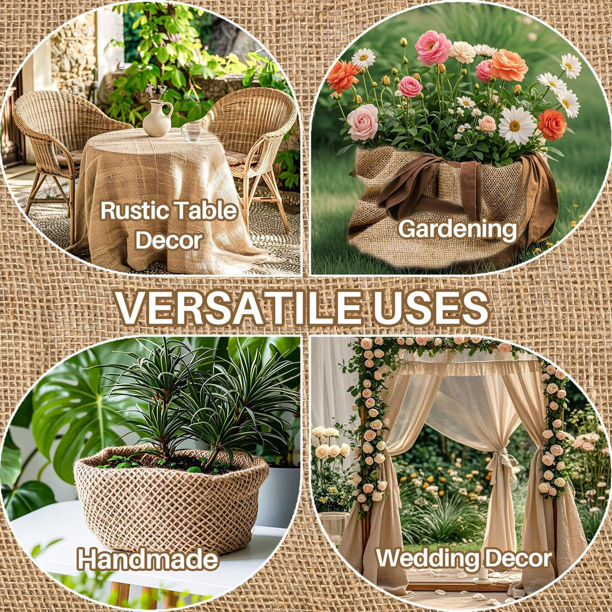 RAINFLOW 13 Ftx19.7 Burlap Roll - Garden Burlap Fabric Roll Burlap Boho Wedding Decor Jute Outdoor Fabric Weed Barrier Burlap Tree Trunk Wrap Farmhouse Table Decor for Crafts Gardening RAINFLOW