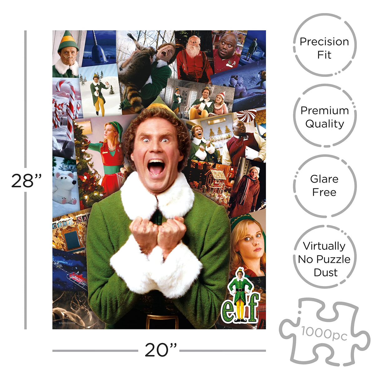 AQUARIUS Elf Collage Puzzle (1000 Piece Jigsaw Puzzle) - Glare Free - Precision Fit - Officially Licensed Elf Merchandise & Collectibles - 20 x 28 Inches AQUARIUS