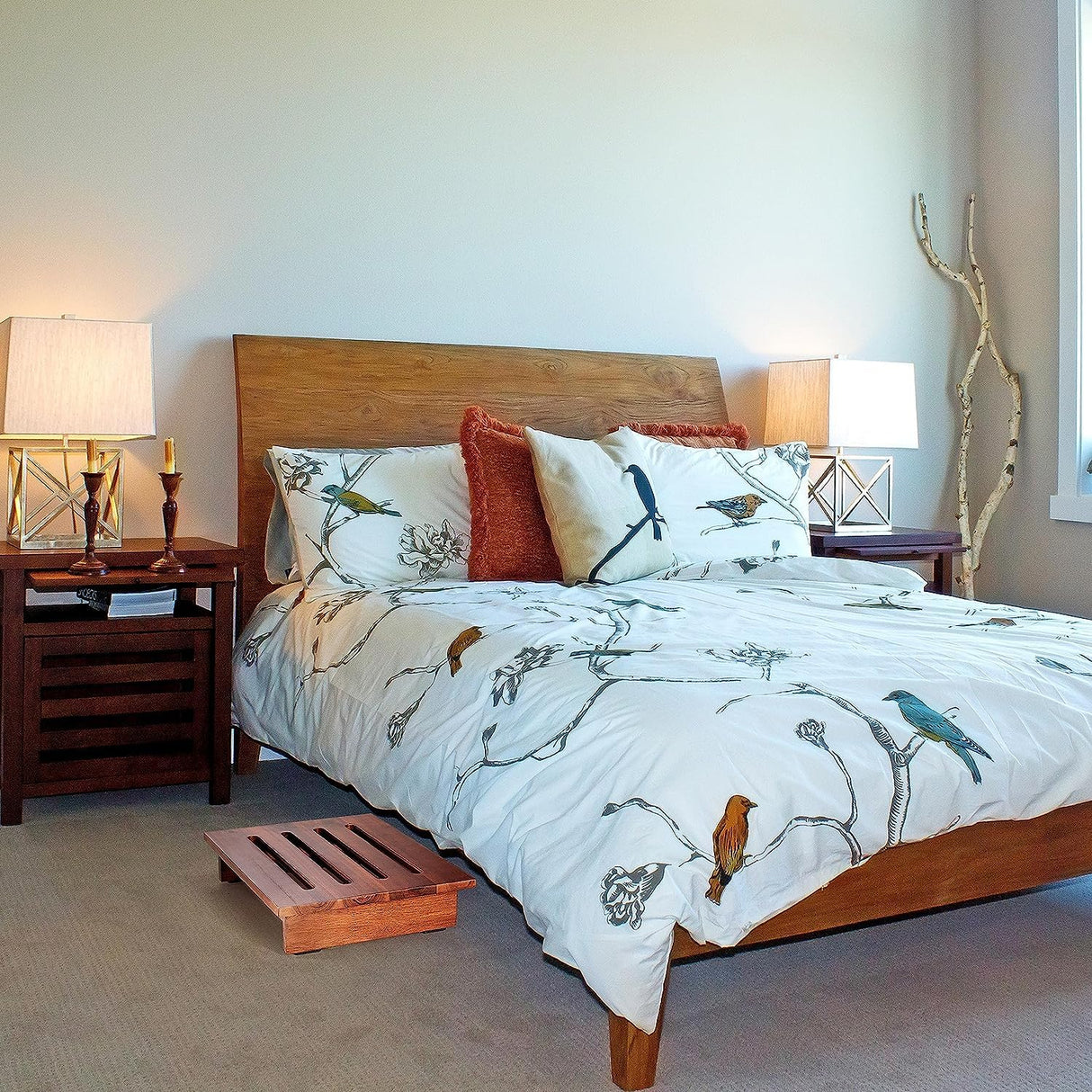 TINAMO 3.5" Acacia Wood One Step Stool for Adults (No Assemble Required)- 500 Lbs Wooden Step Stools Heavy Duty for High Bed Riser, Bathroom, Bedroom - Small Stepping Stool for Elderly, Seniors, Kids Tinamo