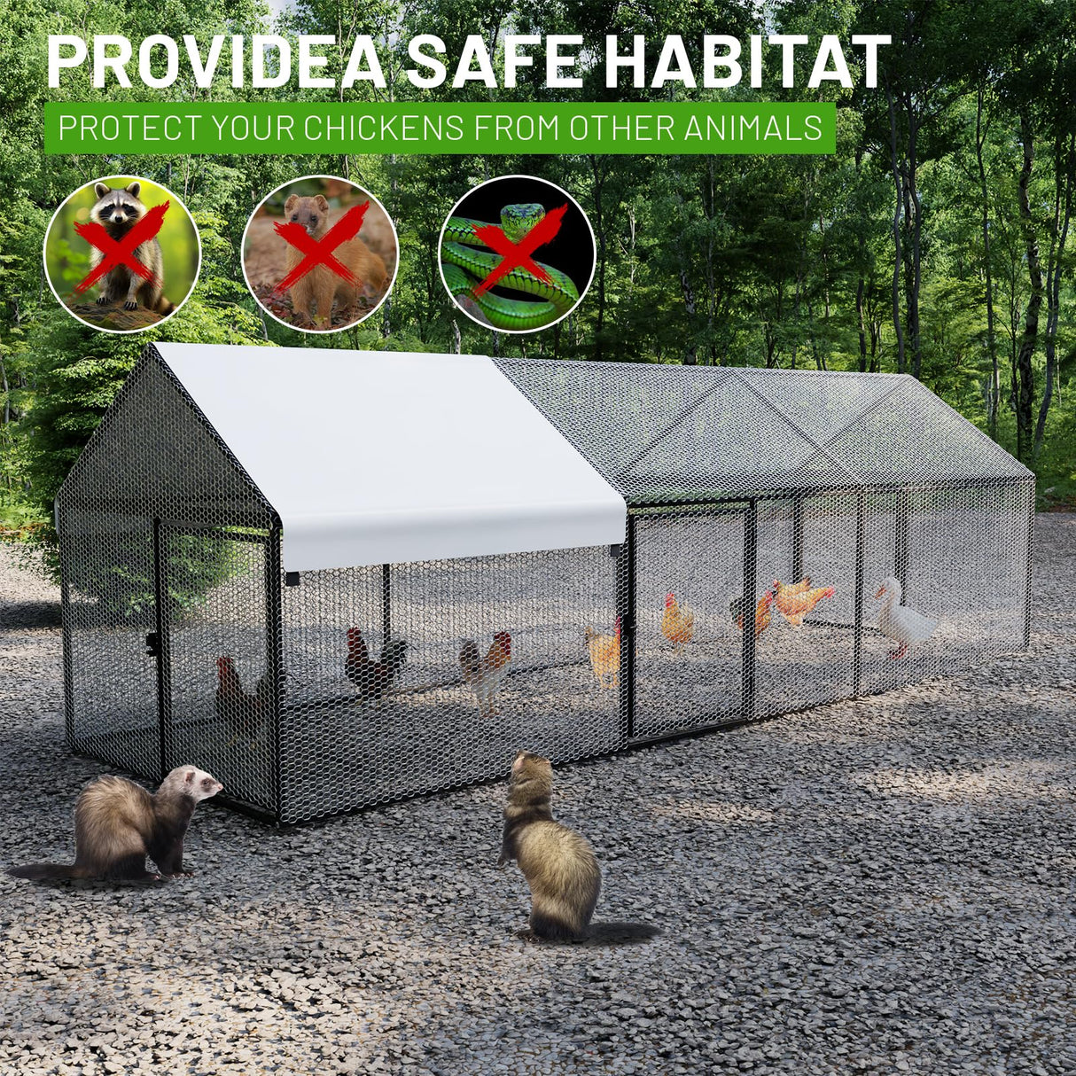 NUGRIART Metal Chicken Coop with Waterproof Cover, 79"x40"x40" Portable Poultry Cage, Outdoor Backyard Farm Walk-in Hen House for Chickens, Ducks, Rabbits and Small Pets NUGRIART