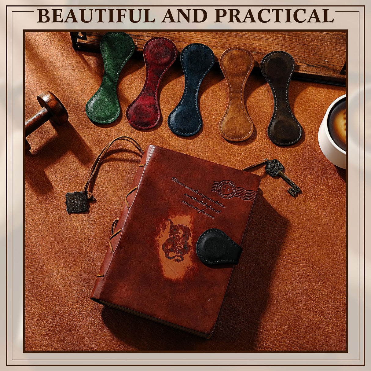 Sayglossy 6 Pcs Leather Magnetic Bookmarks 4.5"x1.5"Graduation Gifts Bookmarks Teacher Appreciation Gifts Retro Magnetic Markers Book Reading Gift for Booklovers Readers Writers Poets(Multicolor) Sayglossy